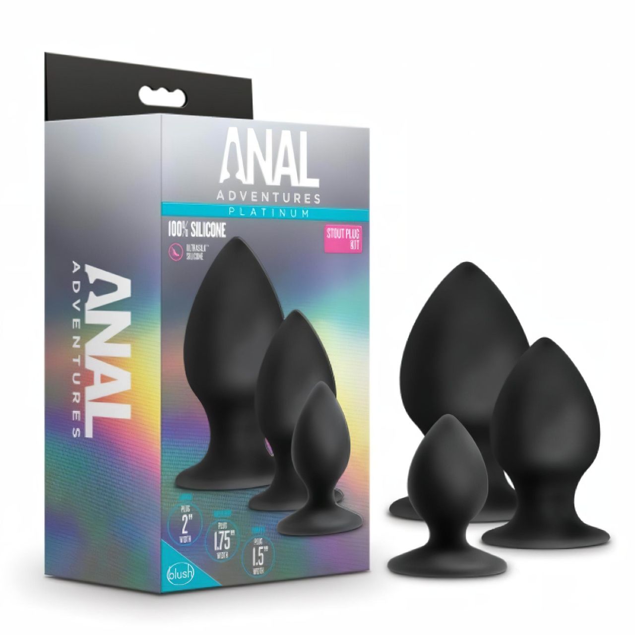 Anal Adventures Platinum Stout - anál plug szett - 3db (fekete) Anal Adventures Platinum Stout - anál plug szett - 3db (fekete)