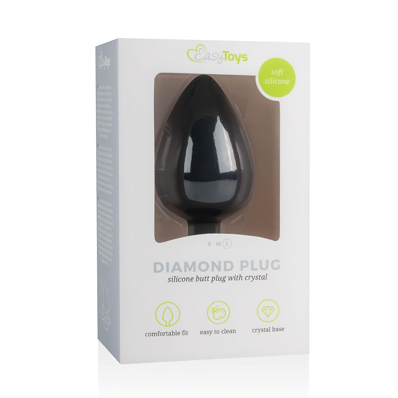 Easytoys Diamond - fehér köves anál plug (nagy) - fekete Easytoys Diamond - fehér köves anál plug (nagy) - fekete