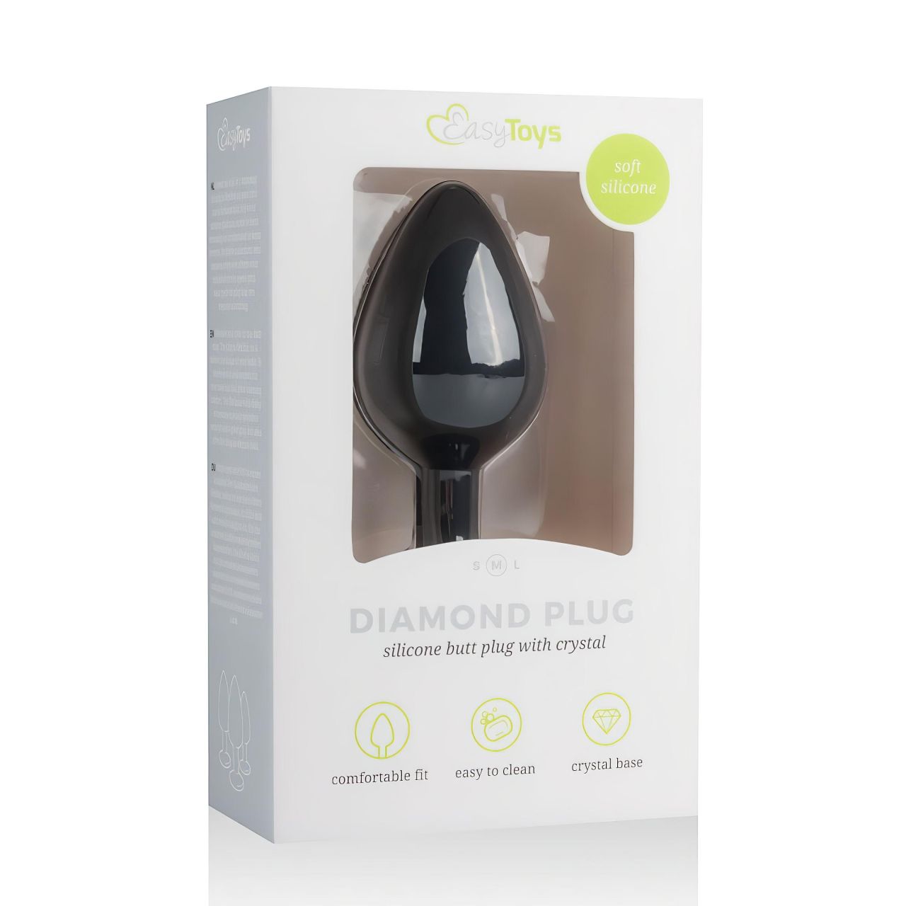 Easytoys Diamond - fehér köves anál plug (közepes) - fekete Easytoys Diamond - fehér köves anál plug (közepes) - fekete