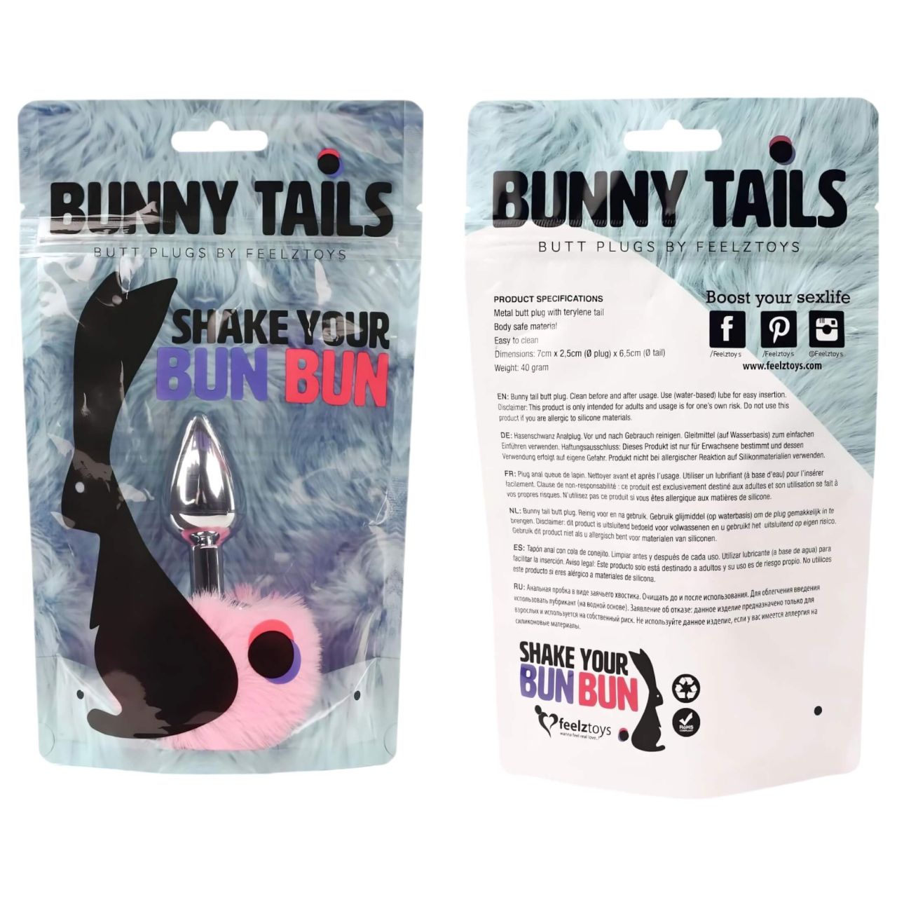 / FEELZTOYS - fém anál plug nyuszifarokkal (ezüst-pink) / FEELZTOYS - fém anál plug nyuszifarokkal (ezüst-pink)