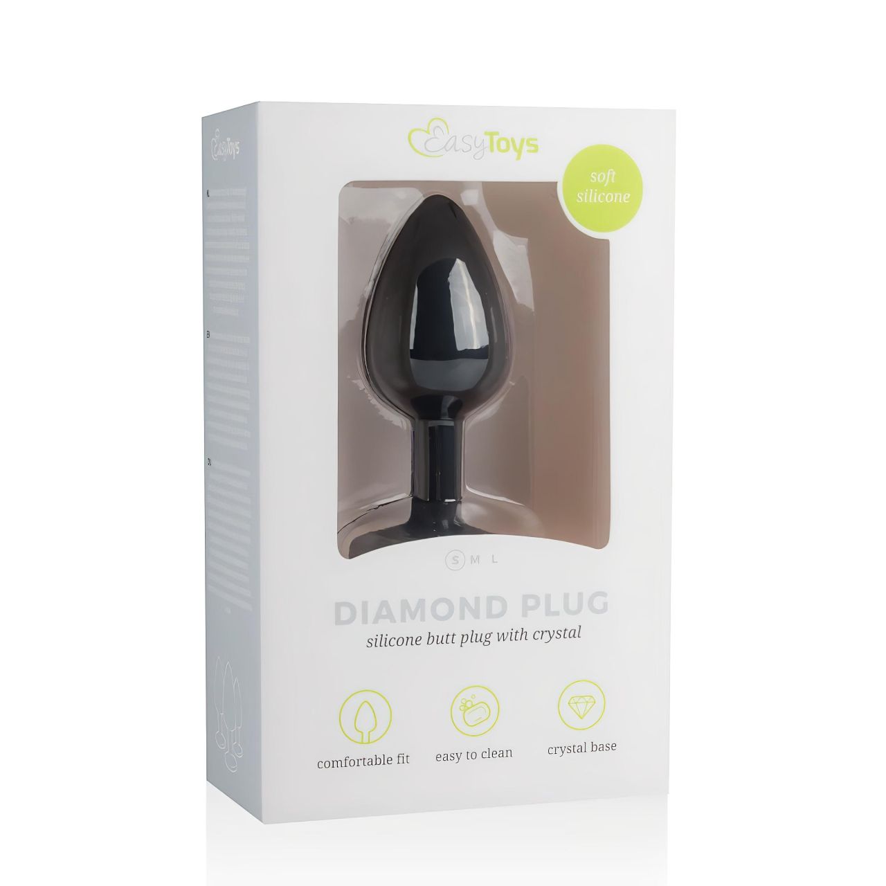 Easytoys Diamond - fehér köves anál plug (kicsi) - fekete Easytoys Diamond - fehér köves anál plug (kicsi) - fekete