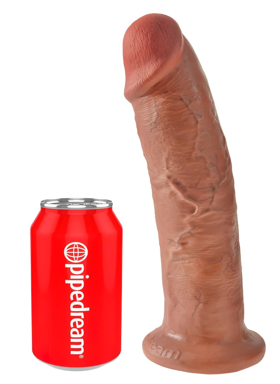 King Cock 10 - nagy tapadókorongos dildó (25cm) - sötét natúr