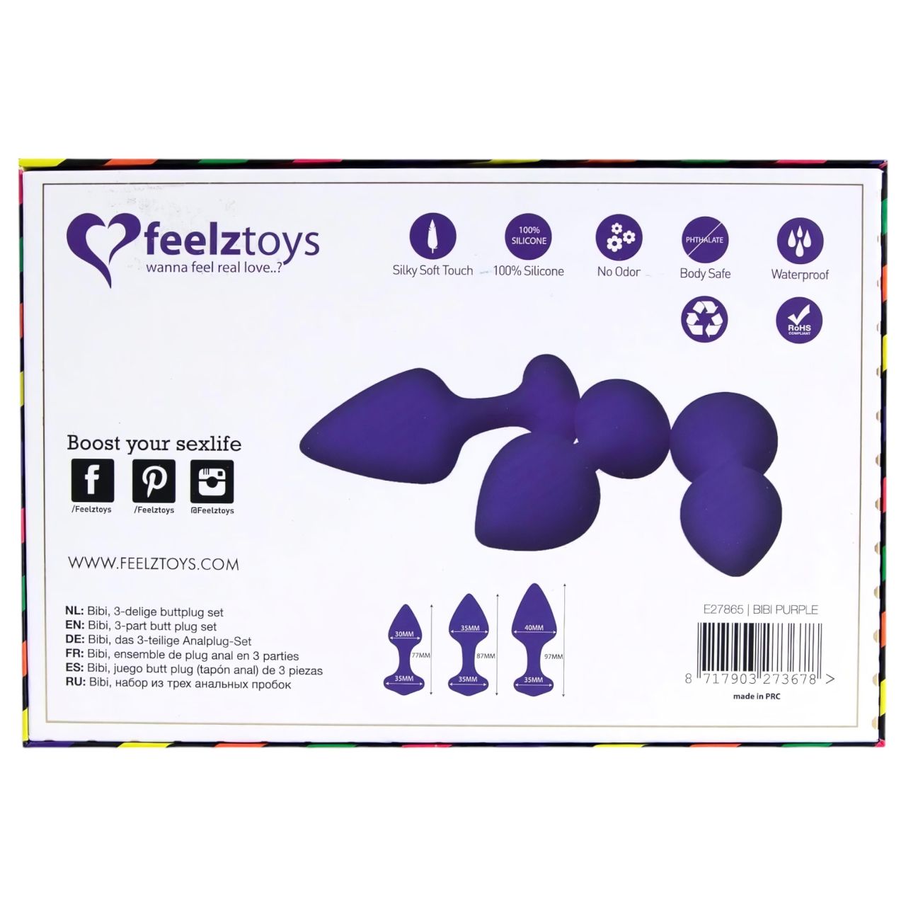 FEELZTOYS Bibi - anál plug szett - lila (3 részes) FEELZTOYS Bibi - anál plug szett - lila (3 részes)