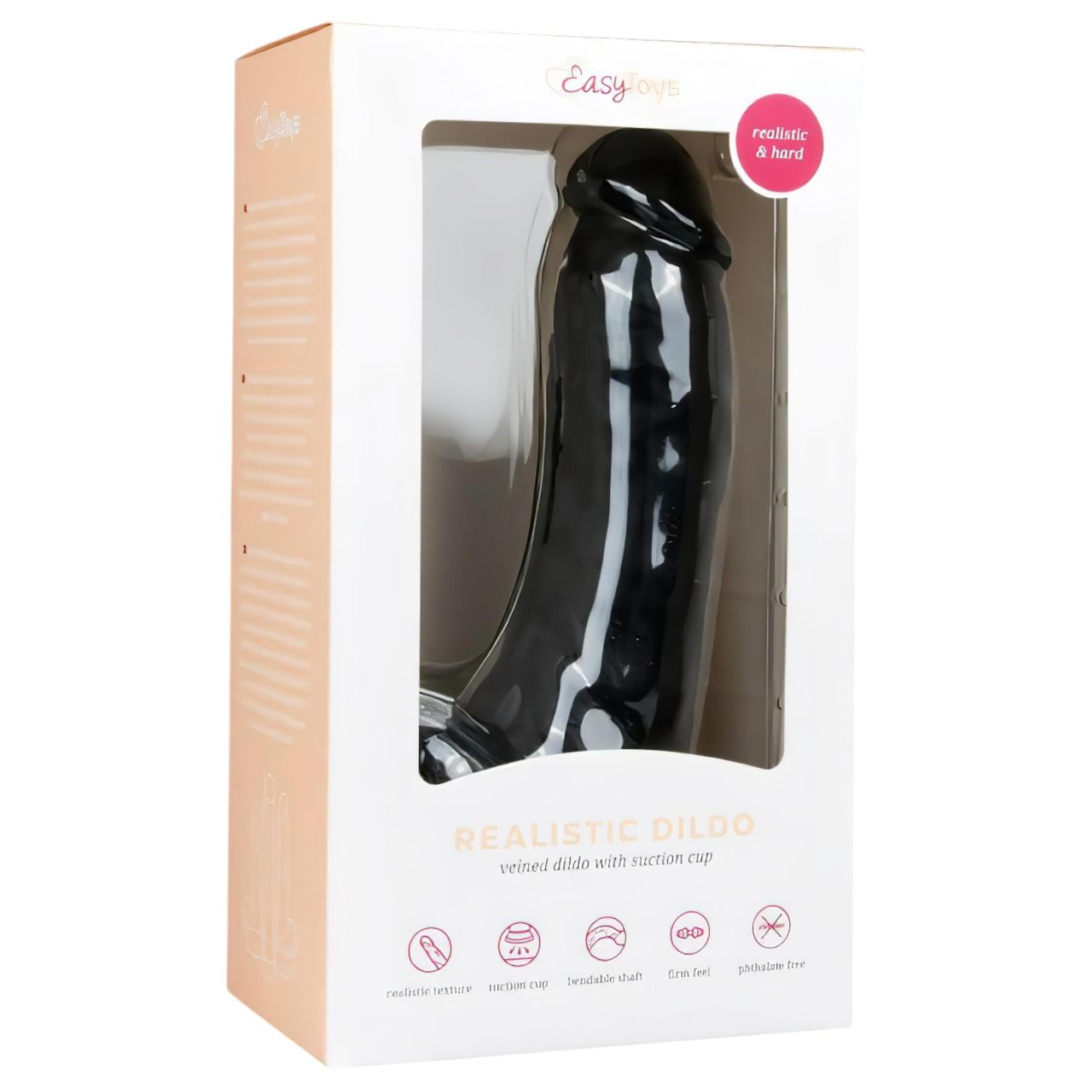 Easytoys - tapadókorongos, herés dildó (20cm) - fekete Easytoys - tapadókorongos, herés dildó (20cm) - fekete