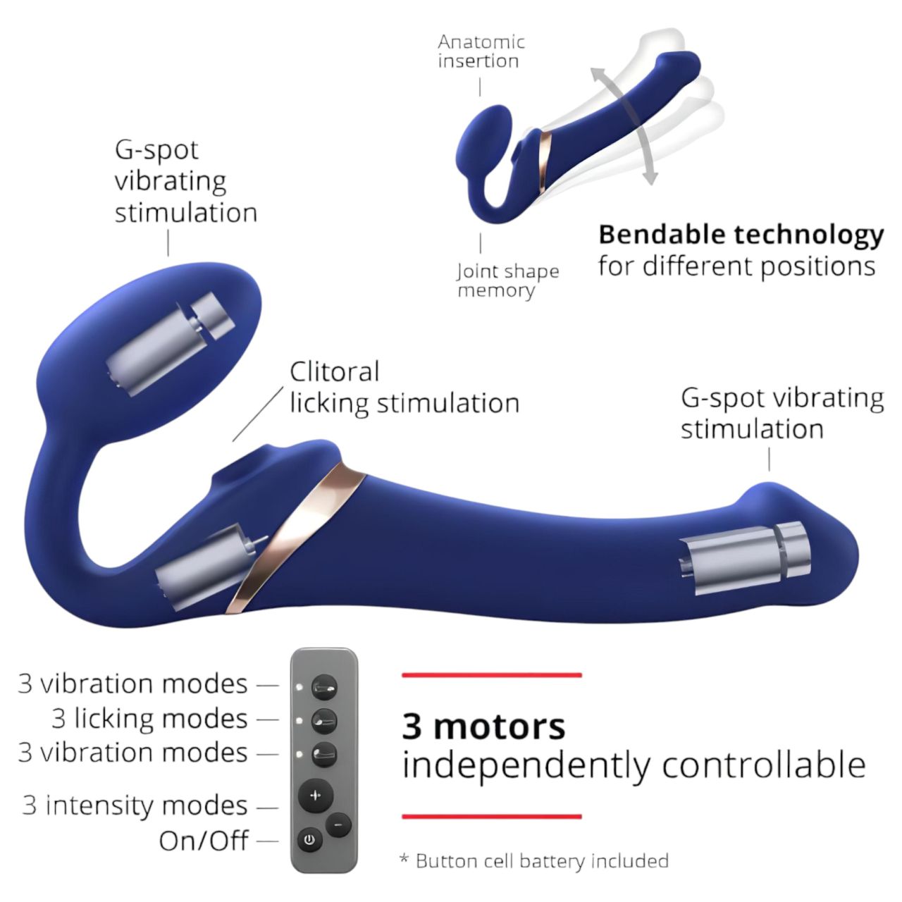 Strap-on-me M - felcsatolható, léghullámos vibrátor (kék) Strap-on-me M - felcsatolható, léghullámos vibrátor (kék)