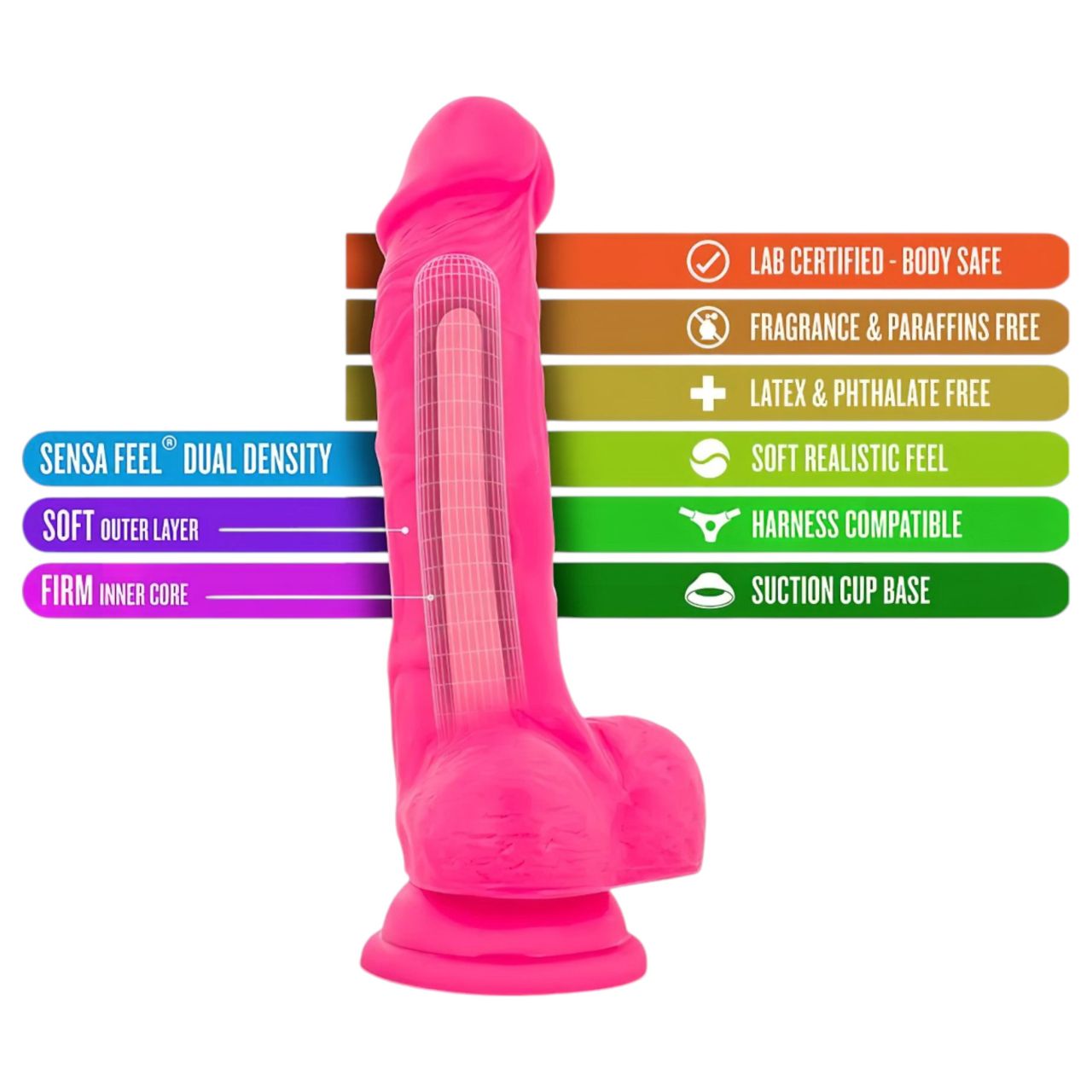 Blush Neo - tapadókorongos dildó - 19cm (pink) Blush Neo - tapadókorongos dildó - 19cm (pink)