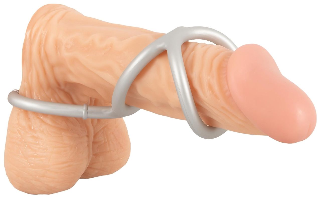 You2Toys - tripla szilikon pénisz- és heregyűrű (ezüst) You2Toys - tripla szilikon pénisz- és heregyűrű (ezüst)