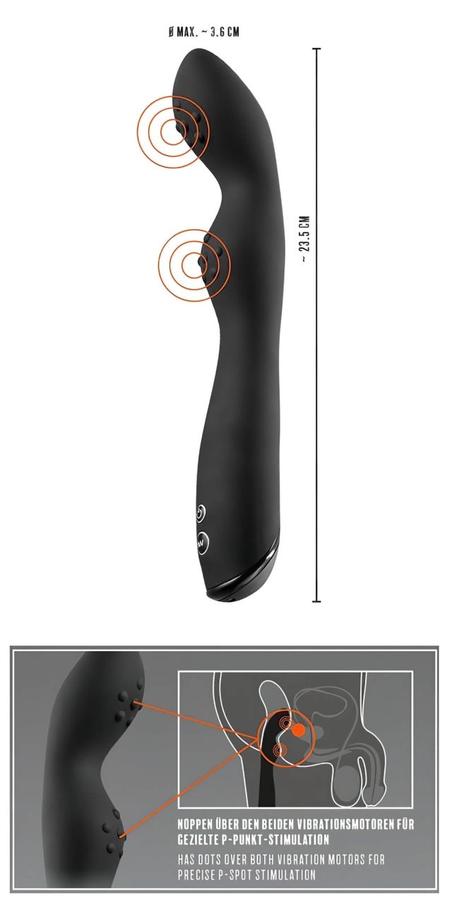 Rebel P-Spot - 2 motoros prosztata vibrátor (fekete) Rebel P-Spot - 2 motoros prosztata vibrátor (fekete)