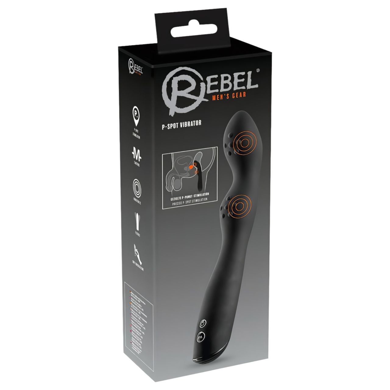 Rebel P-Spot - 2 motoros prosztata vibrátor (fekete) Rebel P-Spot - 2 motoros prosztata vibrátor (fekete)
