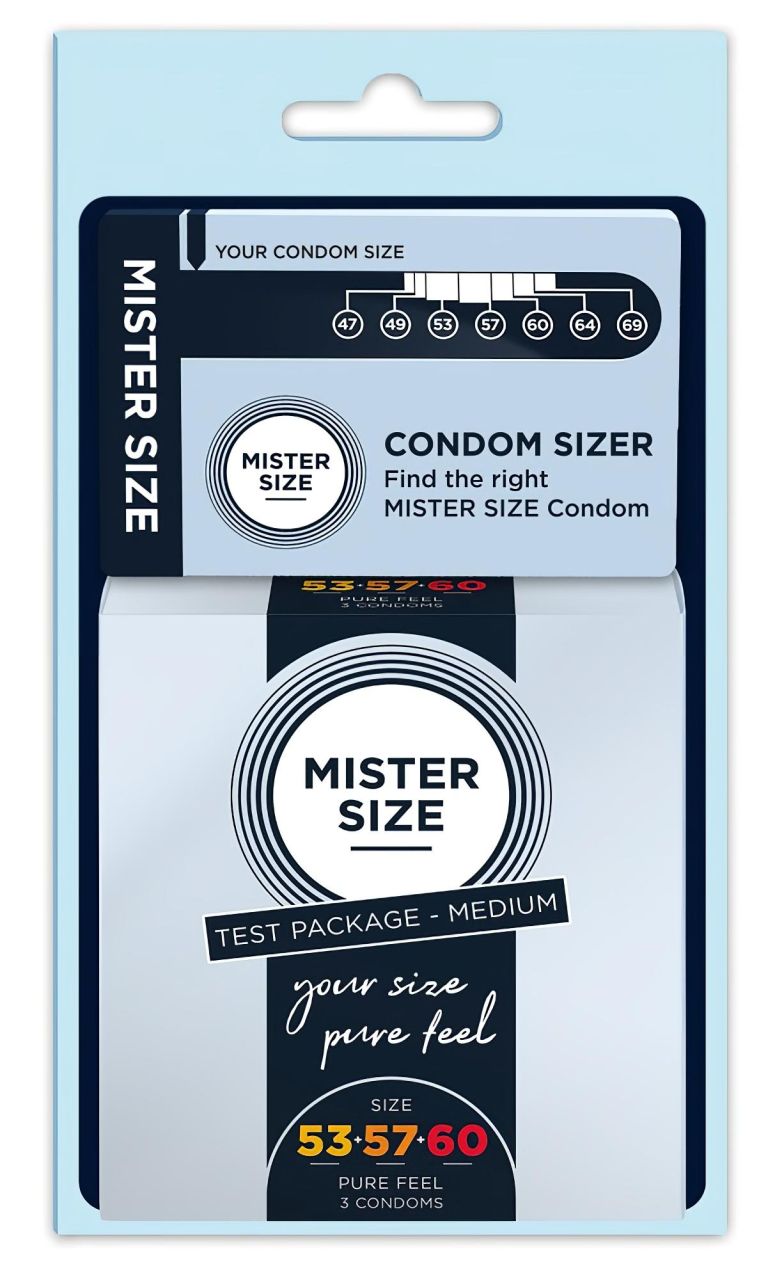 Mister Size óvszer Tesztcsomag Péniszmérővel - 3db Mister Size óvszer Tesztcsomag Péniszmérővel - 3db
