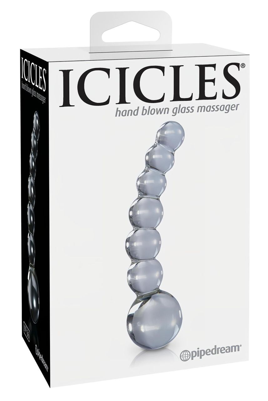 Icicles No. 66 - íves, gömbös, üveg dildó (átlátszó) Icicles No. 66 - íves, gömbös, üveg dildó (átlátszó)