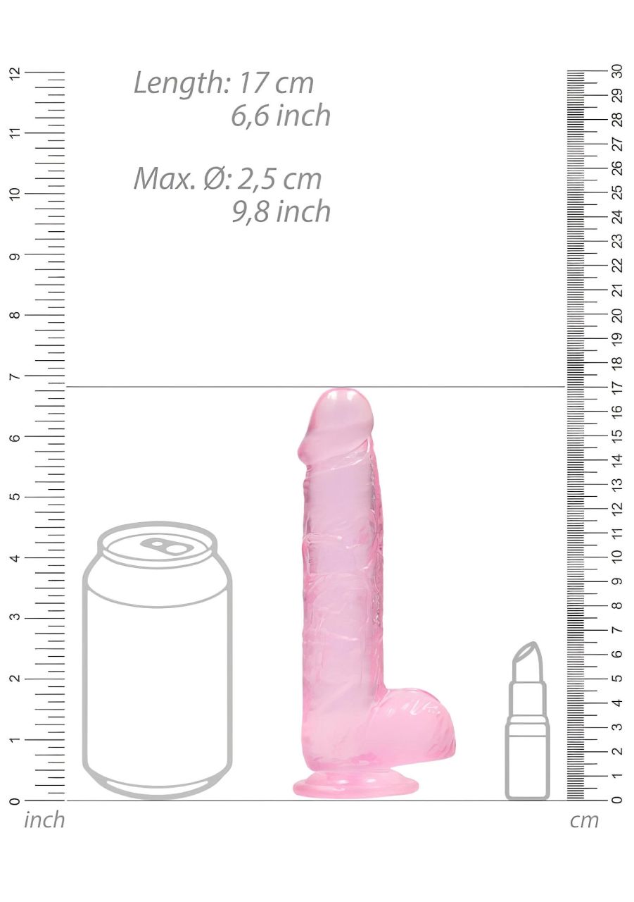REALROCK - átlátszó élethű dildó - pink (15cm)