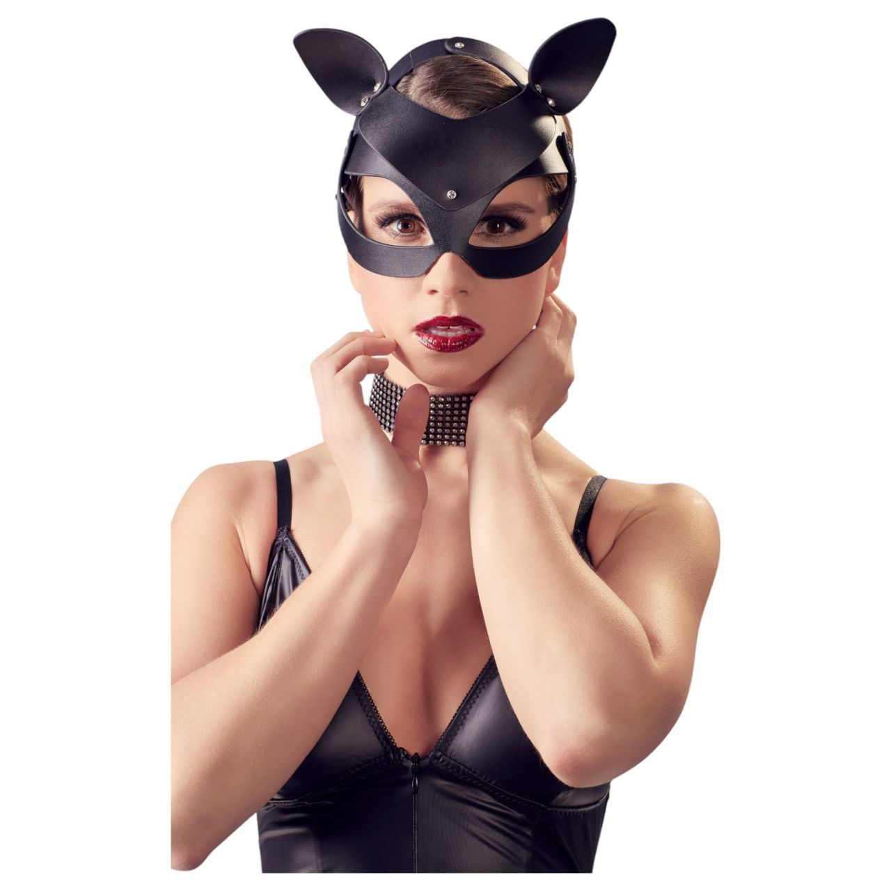 Bad Kitty - műbőr, strasszos cicamaszk - fekete (S-L) Bad Kitty - műbőr, strasszos cicamaszk - fekete (S-L)