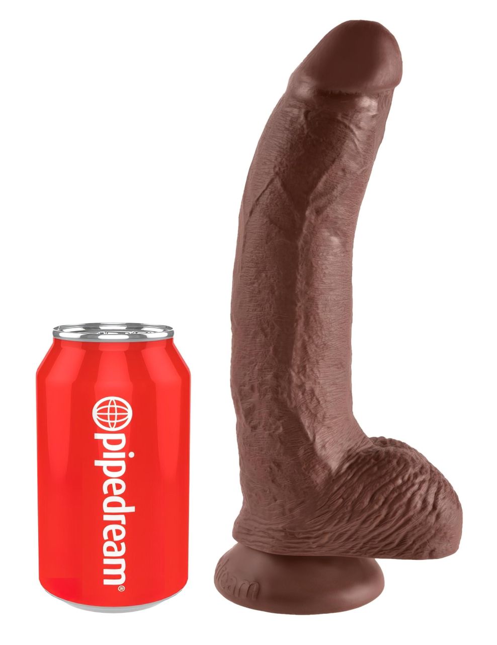 King Cock 9 - nagy tapadókorongos, herés dildó (23cm) - barna King Cock 9 - nagy tapadókorongos, herés dildó (23cm) - barna