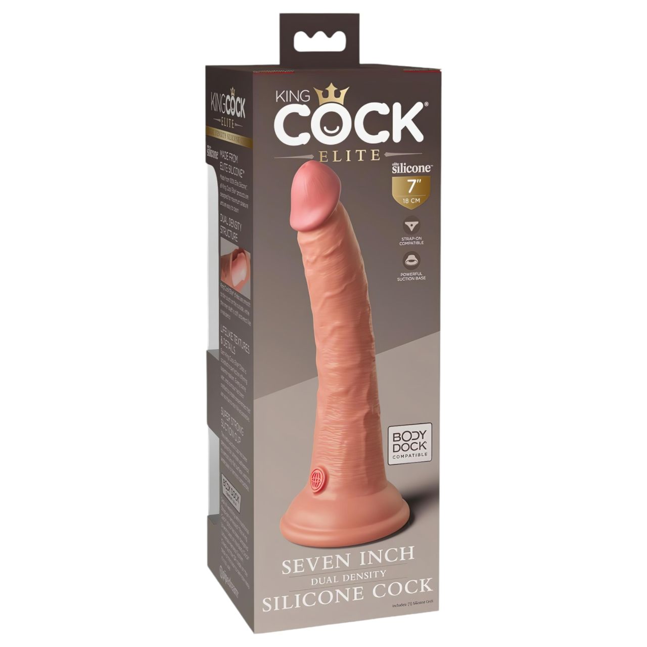 King Cock Elite 7- tapadókorongos, élethű dildó (18cm) - natúr King Cock Elite 7- tapadókorongos, élethű dildó (18cm) - natúr