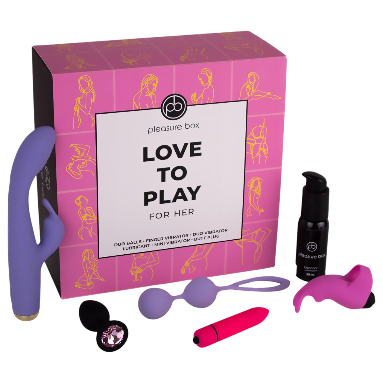 Pleasure Box Love to Play - vibrátor szett - 6 részes (pink-lila) Pleasure Box Love to Play - vibrátor szett - 6 részes (pink-lila)