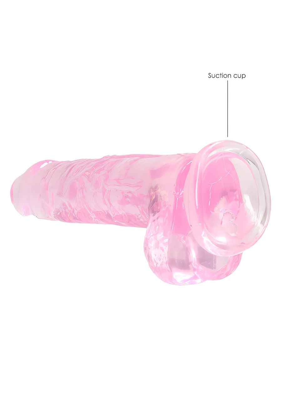 REALROCK - átlátszó élethű dildó - pink (19cm)